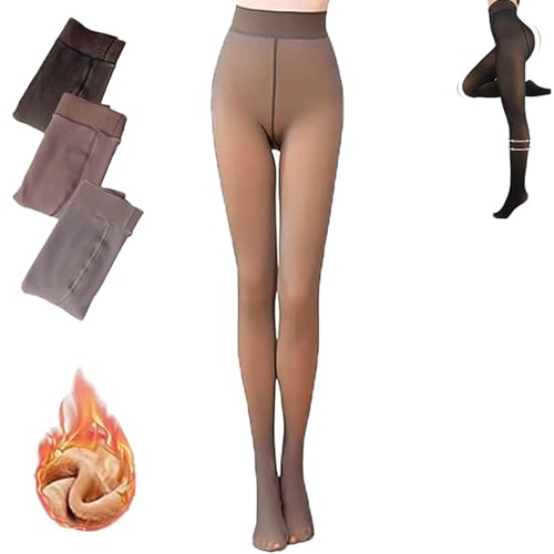 Lemon Faux Translucent Fleece Lined High Waist Thermal Tights