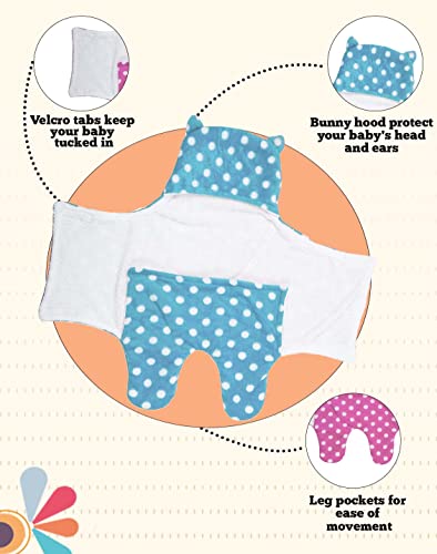Image of New Born Multi-Purpose Baby Boy's and Baby Girl's Blanket and Sleeping Bag (Blue Pink, 0-6 Months)