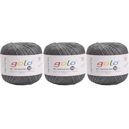 Image of golo 3 Balls Crochet Thread Size 10 Crochet Yarn for Hand Knitting 196