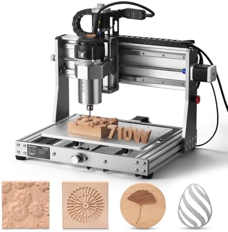 Genimitsu 3020-PRO Ultra CNC Router Machine, All-Metal Engraver, Upgraded 710W Spindle for Metal, Wood, Acrylic, PCB, MDF, 60mm Stepper Motor, Built-in Motherboard Fan, Work Area 11.8"x8.1"x3.1"