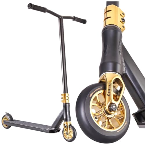 Chilli Pro Base/Rocky/Reaper Stunt Scooter para Park & Street. Patinete de truco para principiantes y profesionales (Reaper H = 84 cm negro/dorado)