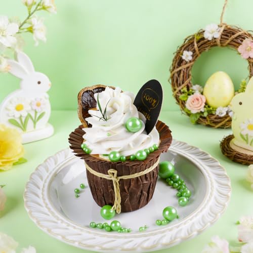 Image of Green Pearl Sprinkles for Cake Decorating, 4 Sizes Sugar 130g /4.6oz, Cupcake, Ice Cream, Donuts, Macaron Toppings Supplies (2mm, 4mm, 7mm, 1cm)