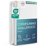 Twinzen Copripiumino Antiacaro 220x240 cm - Copri Piumone Antiacaro con Cerniera - Certifi...