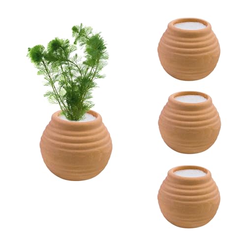 QoTang 4 juegos de anillos fijos para plantas acuáticas, mini recipiente de cerámica con esponja, anillos para filtro de acuario, flora acuática, paisajismo, decoración, accesorios para tanques de