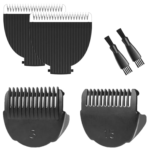 2 Pack Replacement Blades and Protecting Guards for Meridian Trimmer, Compatible with Meridian Body Hair Trimmer(Sage, Onyx, Ocean, Lava), Fit for Meridian Trimmer Blades for Meridian Shaver