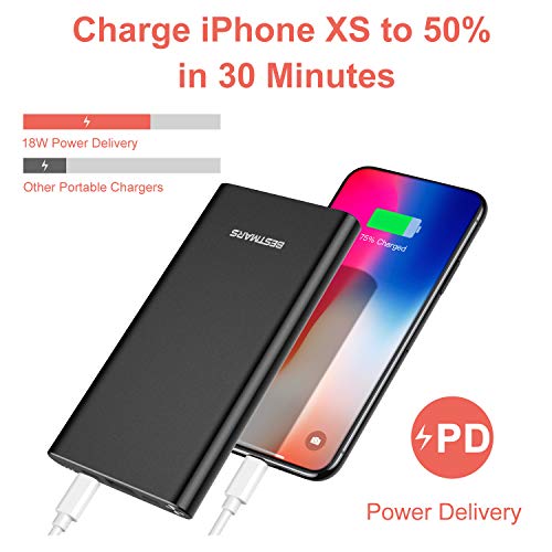 Power Bank Fast Charging Pd 3.0 18W Quick Charge Portable Charger 10000Mah Usb-C Back Up Battery Pack Compatible For Iphone 14 13 12 11 X Xs Xr Pro Max Plus 8 Se Samsung Galaxy Cell Phone & More Black #TOP2