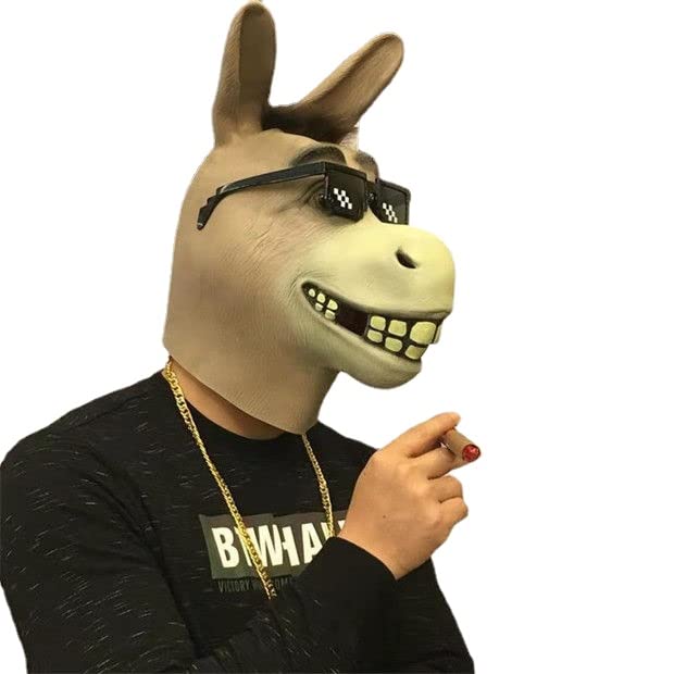 Toucado de animais de festa, toque divertido de animais, cavalo, cabeça de panda, máscara de látex, fantasias de Halloween, acessórios divertidos (cabeça de )