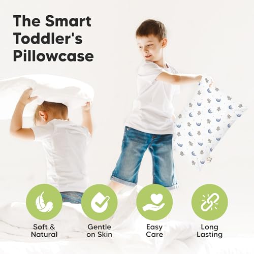 Image of KeaBabies Toddler Pillowcase 13x18 Organic Cotton Cover (Cosmo) | Standard Toddler Pillowcase for Kids, Boys Girls, Soft, Durable Cotton Cover for Miniature Sleepy Pillow Cute Color No Pillow