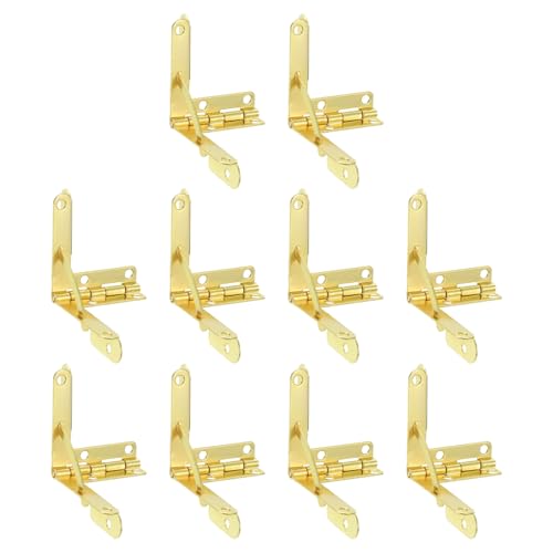 QUARKZMAN 10Pcs Boîte Charnière Quadrant, 31x36mm Boîtiers De Charnière Bras De Retenue Latéral 90 Degrés Charnières Pliantes Pour Boîtes À Bijoux À Bordeaux En Or Imitation