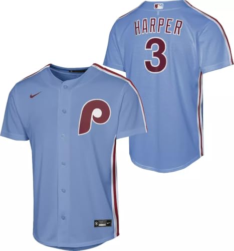 Nike Bryce Harper #3 Philadelphia Phillies Alternate Player Jersey - Youth Boys (8-20) (US, Numeric, 8, Regular) Powder Blue