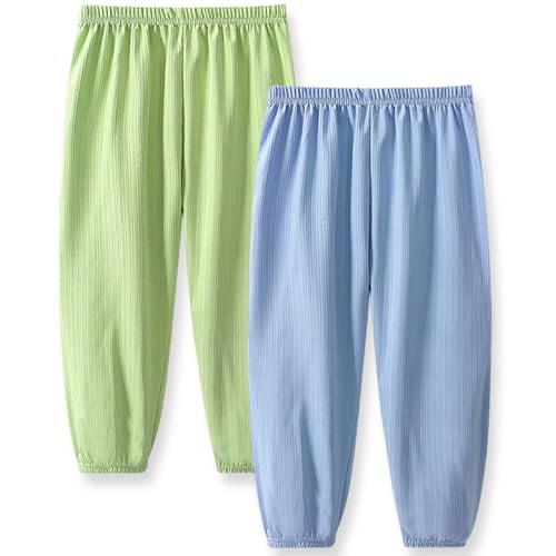 2-Pack Kids' Breathable Quick-Dry Pants with Elastic Waist Anti-Mosquito Long Pants, Skin-Friendly for Active Boys & Girls