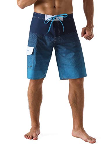 Image of unitop Men's Bathing Board Trunks Beach Shorts Holiday Hawaiian Colorful Striped