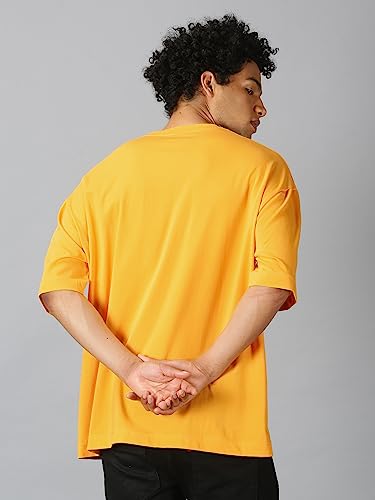 Image of URGEAR Men's Cotton Printed Drop Shoulder - Hip Hop - Down Shoulder- Baggy Loose fit- Stylish Oversized t Shirts for Men