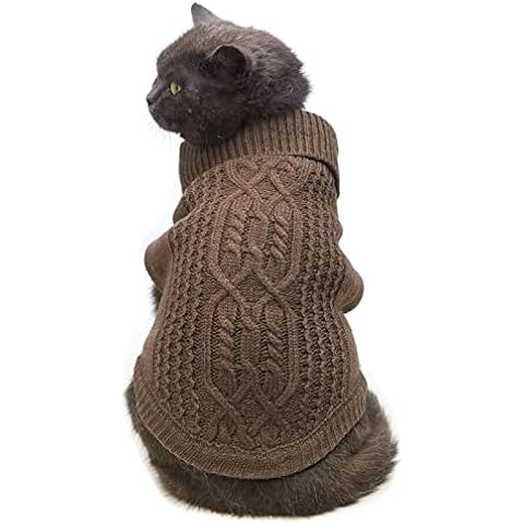 Jnancun Katzenpullover Rollkragen Gestrickte Ärmellose Katzenkleidung Warme Winter Kätzchen Kleidung Outfits Cover
