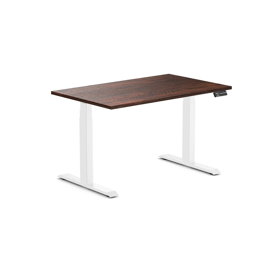 Desky Dual Softwood Sit Stand Desk American Pine 48" White