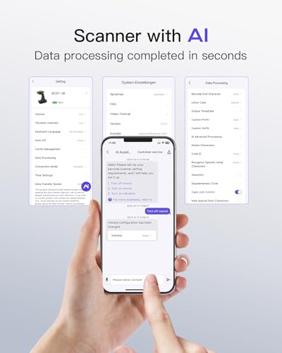 Inateck Bluetooth Barcode Scanner 2D, drahtloser 2D QR Code Scanner mit 2600 mAh Akku und intelligenter Ladestation, Handheld Scanner unterstützt AI, APP, SDK, BCST-36