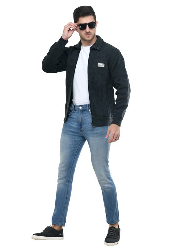 Image of MANRA MANRA Men Zipper Thick Fabric Woolen Winterwear Full Sleeve Collar with Side Pockets Jacket /Sweater