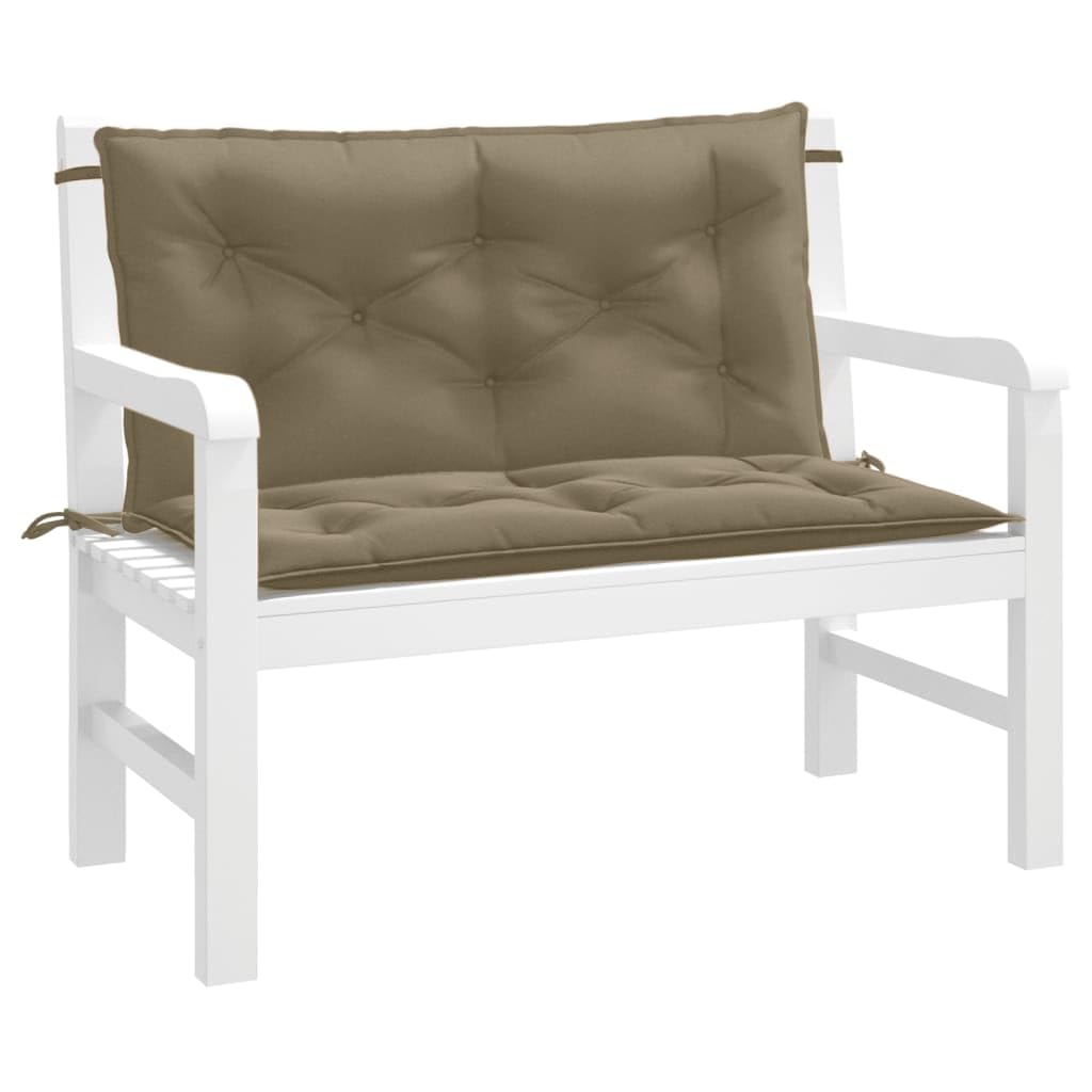 Coussin de banc de jardin taupe lot de 2 avec cordon de serrage 100x50 cm
