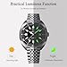 Benyar Automatic Watches for Men Stainless Steel Strap Mechanical Wristwatch Men 50M Waterproof Calendar Luminous Business Men's Wrist Watches (Black.)