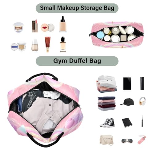 Large Travel Duffel Bag, Ice Cream Horse Rainbow Sports Tote Gym Bag, Shoulder Weekender Overnight Bag for Women Men, Carry On Luggage with Toiletry Bags4