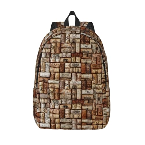 Sac à dos en toile avec imprimé liège de vin WURTON sac de randonnée unisexe