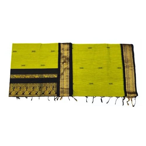 Image of Pure Kalyani Cotton Saree | Zari Border & Blouse Piece - Lata Gadwal Design | Traditional Saree