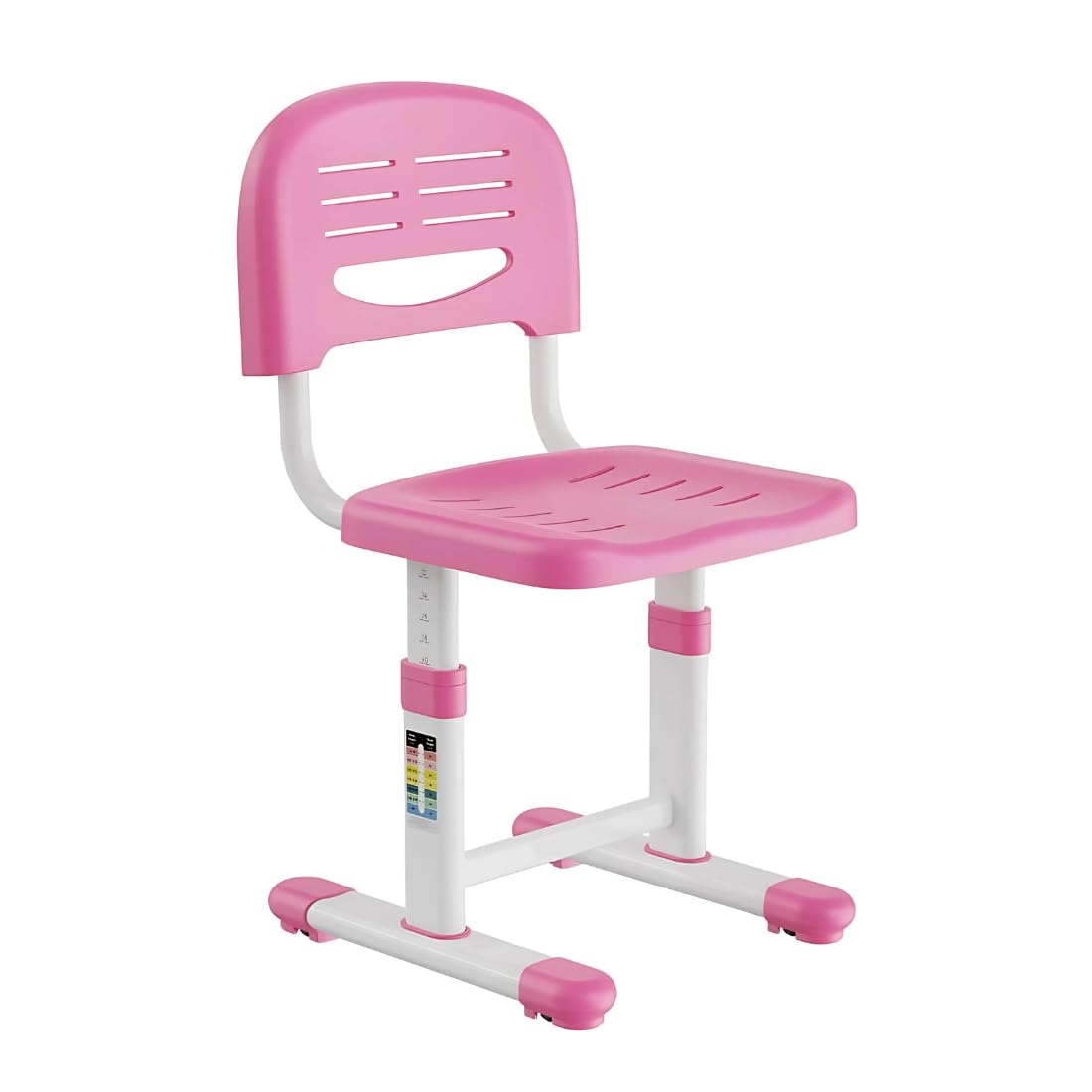 Spacetronik Silla de Escritorio Infantil sin Ruedas, Silla Ergonómica Regulable en Altura 120-160 cm, Silla de Estudio para Niños, Habitación Infantil y Deberes, Rosa