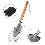 FiveJoy Military Entrenching Shovel with Hard Wood Handle (J2) - Shoveling, Digging, Cutting, Chopping, Throwing, Self-Defense - Keep in Trunk for Emergencies - Perfect for Camping and Off-Roading