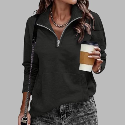 Women Sweatshirt Casual Long Sleeve Half Zip Pullover Lightweight Casual Loose Fashion Sweatshirts2
