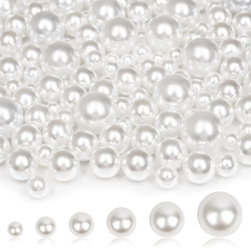 2000 perlas para manualidades, cuentas blancas sin agujero, perlas flotantes para centros de mesa, jarrones, perlas falsas a granel de varios tamaños, para rellenar jarrones, decoración, manualidades,