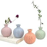 GeLive Ceramic Ikebana Vase, Flower Arrangement, Decorative Bud Hydroponics Container, Reed Diffuser (Colorful 4 Pack)