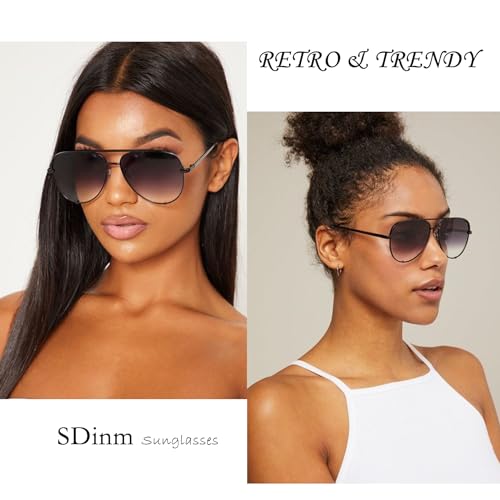 SDINM Trendy Aviator Sunglasses for Women Men Retro Oversized Metal Frame Pilot Sun Glasses Shades3