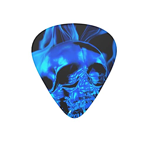 Lot de 12 médiators pour guitare électrique basse acoustique Motif tête de mort Bleu flamme Noir - Les Beatles, Paul McCartney, John Lennon, RIngo Starr, George Harrison Lot de 12 médiators pour guitare électrique basse acoustique Motif tête de mort Bleu flamme Noir