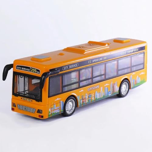 Image of School Bus Toy for Kids Long Plastic Bus with Light Music Open Door Collection Friction Power