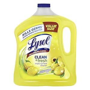 Lysol Multi-Surface Cleaner, Sanitizing and Disinfecting Pour, to Clean and Deodorize, Sparkling Lemon and Sunflower Essence, 90 Fl Oz