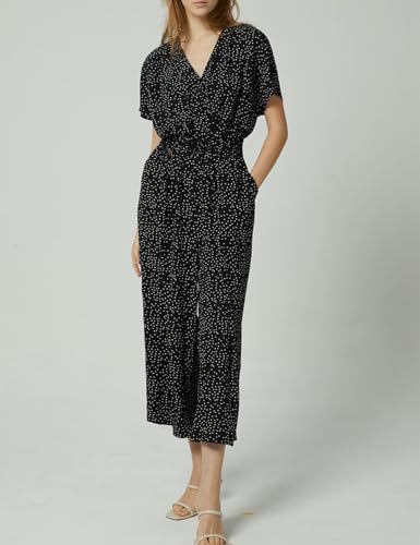 Slowcolin Women'S Summer Casual Jumpsuit Chiffon Floral Short Sleeve Romper V Neck High Waist Wide Leg Pants With Pockets 2024 thumb #2