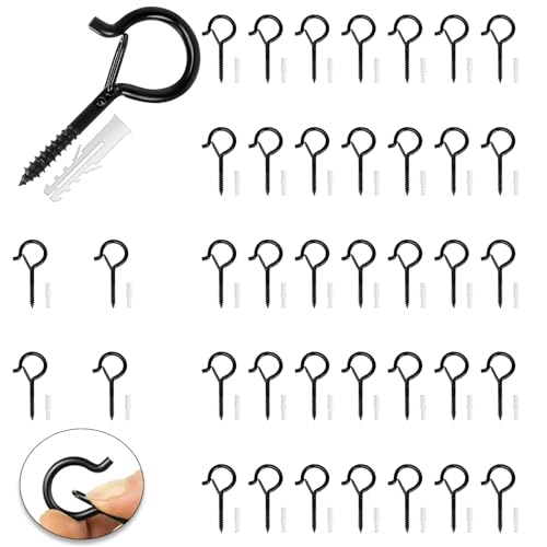 DiBaiHuiHomer 40PCS ganchos de tornillo de acero inoxidable ganchos de metal para colgar tornillos de gancho de acero inoxidable con ganchos de techo de seguridad ganchos de pared