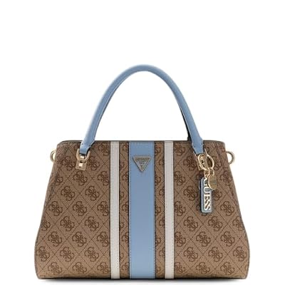 GUESS borsetta borsa a tracolla Noelle II Luxury Satchel Latte Logo/Light Blue marrone chiaro