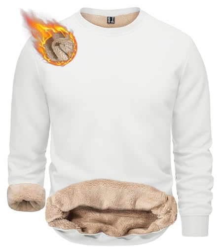 Image of TACVASEN Men's Crewneck Sweatshirt Warm Sherpa Lined Thermal Sweatshirts Heavyweight Long Sleeve Winter Fleece Pullover Shirt