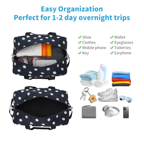 Image of Apenze Small Gym Bag 14 inch lightweight Carry On Mini Duffel Bag for Travel Sport - Polka Dot Blue