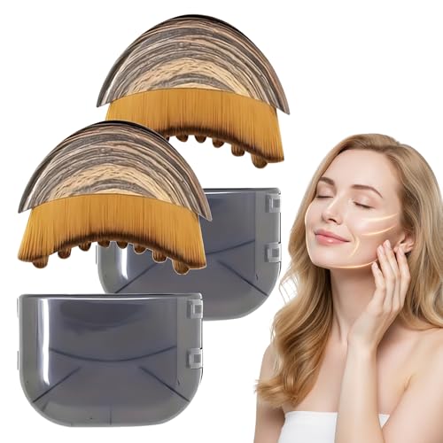 2 cepillos linfáticos faciales, cepillos linfáticos faciales, masajeador para contorno de barbilla, mandíbula con caja de almacenamiento, cepillo facial de fibra alpina, para cara, barbilla y esculpir