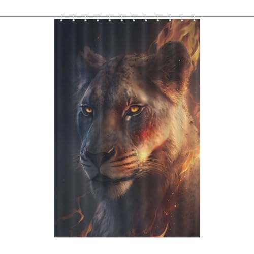 Rideau de douche tissu imperméable lavable séchage rapide 122x183 cm Fire Lion pour salle de bain - 7