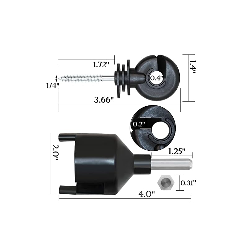 BESTEEL Upgraded Electric Fence Poly Wire 330 Feet 100 Meters 1/8" Dia Portable Electric Fencing Polywires and 50 Pcs Black Electric Fence Insulator Screw-in Insulator Fence Ring Wood Post Insulator - Image 3