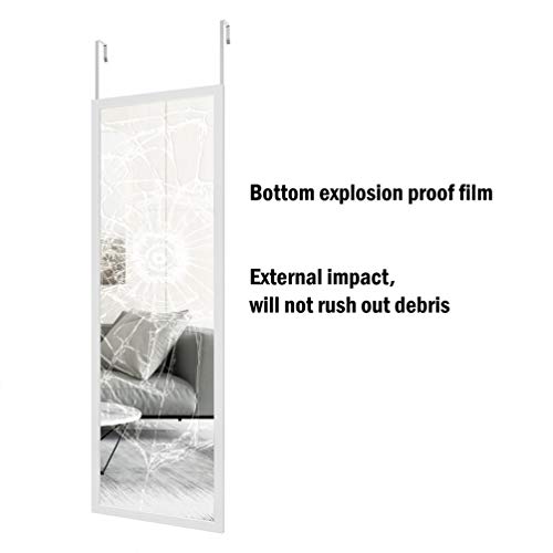 Image of whitebeach 48 inch x 16 inch Over The Door Full Length Mirror Wall Mounted Hanging with 2 Metal Hangers for Bedroom Living Room Bathroom White
