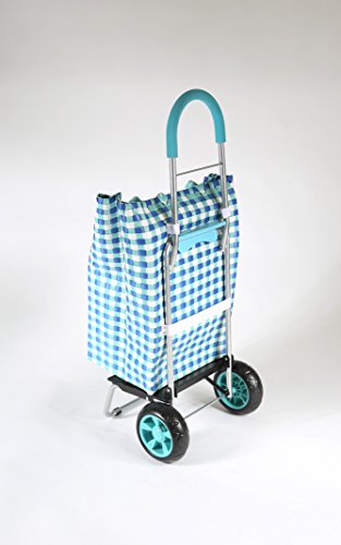 Image of dbest products Trolley Dolly Shopping Grocery Foldable Cart Storage Mom, Blue Polka Dot