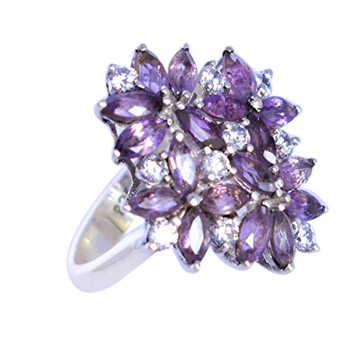 Bijoux argent sterling 925 améthyste violette bague marquise mixte