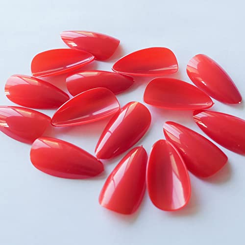 Loveourhome 240Pc Short Almond Press On Nails Colored Red Fake Nail Tips Full Cover Artificial Fingernail French Stiletto Manicure With Adhesive Tabs For Women Girls Kids #TOP6