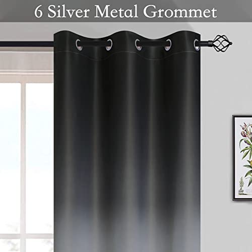 Image of SimpleHome Black to Grey White Ombre Room Darkening Curtains 63 Inch | Curtains for Living Room,Light Blocking Thick Thermal Insulated Grommet Window Curtains Drapes for Bedroom, 2 Panels,52Wx63L