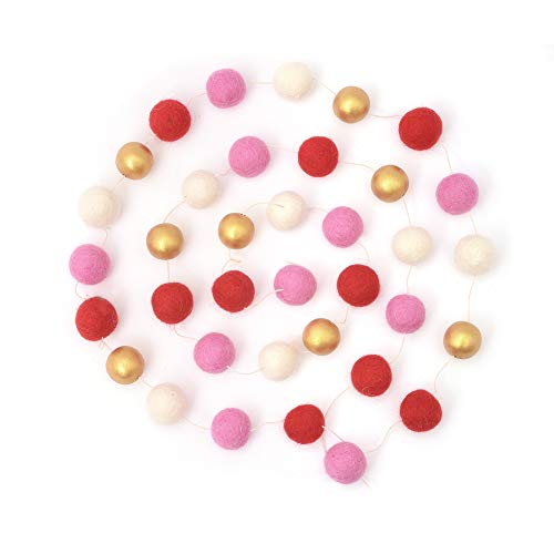 Glaciart One - Guirnalda de bolas de fieltro, 10 pies de lana decorativa para pared y ventana, decoración del hogar para Navidad, San Valentín, boda, cumpleaños, fiesta de baby shower - 39 bolas Cover