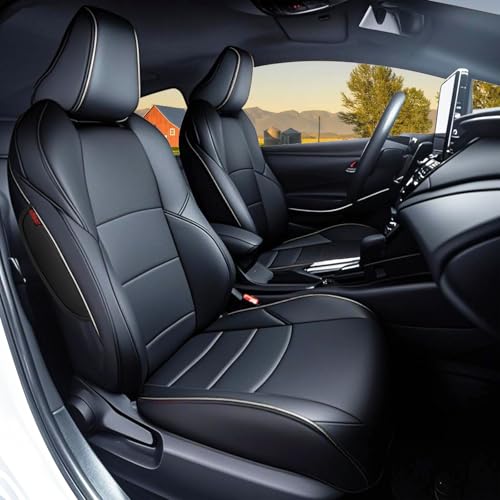 HKZ Fit Corolla Car Seat Cover Full Set for Toyota Corolla 2020-2025 SE,Nightshade & 2020-2022 SE Apex & 2023-2025 XSE & 2025 FX (Sedan-Only) - Faux Leather (Black)